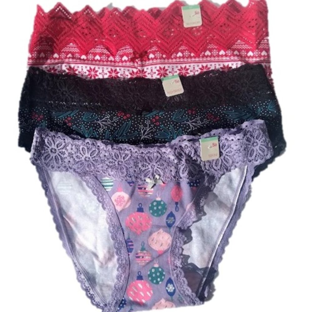 SO Holiday Intimates Bikini, Boyshort, Boy Brief Size M Set of 3 NWT